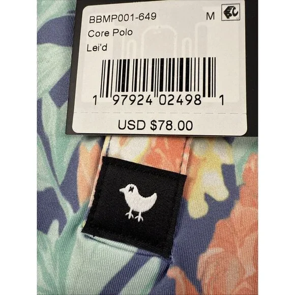 Bad Birdie Men’s Medium Golf Polo Core Lei’d Floral Colorful Tropical New $78 - Picture 6 of 6